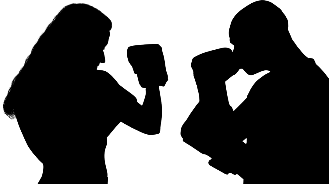 Silhouette of Boxers Sparring on Transparent Background