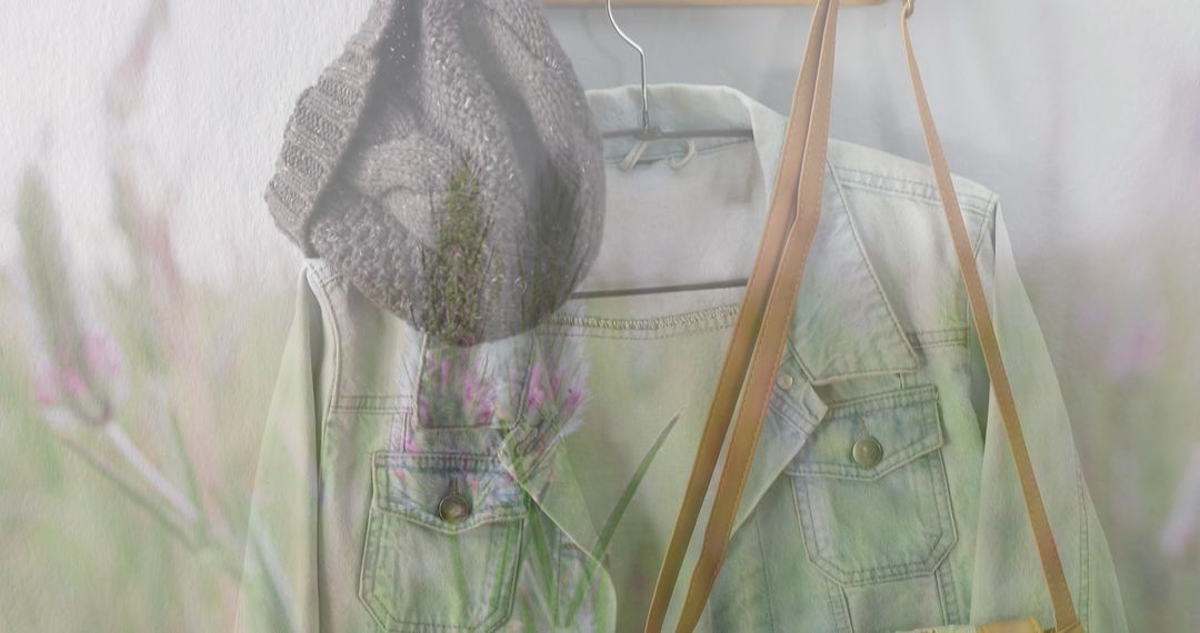 Fashion and Nature Overlap Concept with Denim and Flora