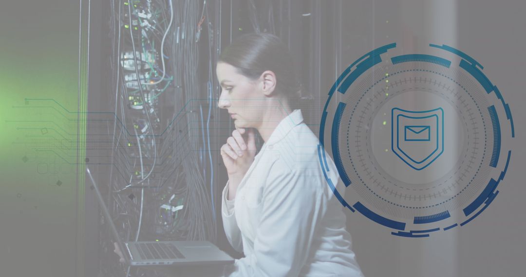 Digital Security Expert Analyzing Data Servers