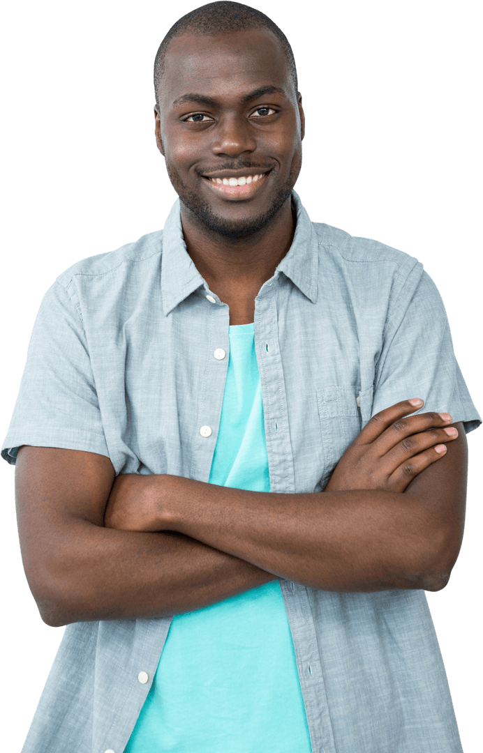 Confident Smiling Man with Crossed Arms, Transparent Background