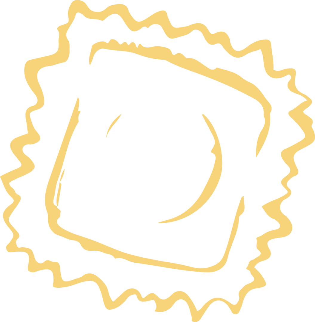 Abstract Yellow Line Art With Squiggly Borders on Transparent Background