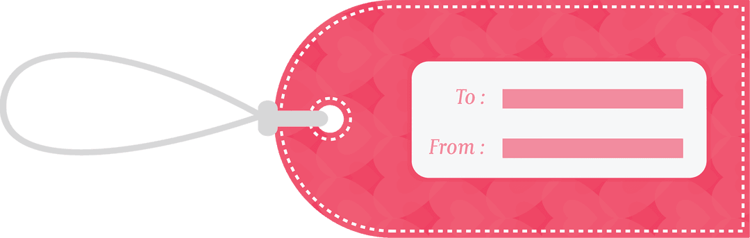Pink Gift Tag Template with Copy Space on Transparent Background