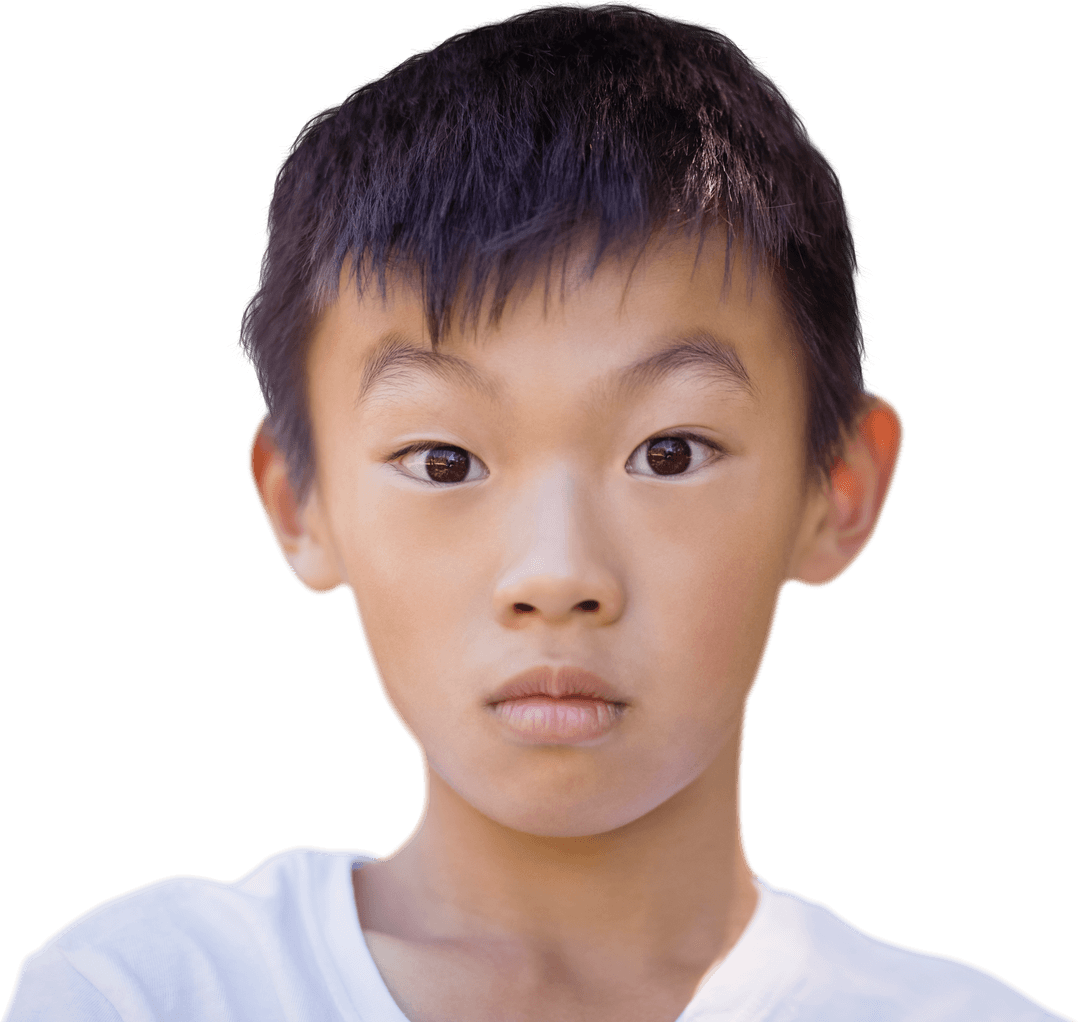 Transparent Portrait of Surprised Young Asian Boy Expressing Shock