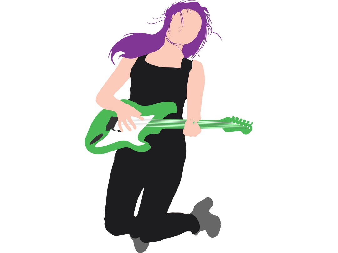 Female Guitarist Playing Electric Guitar Transparent Illustration - Download Free Stock Images Pikwizard.com