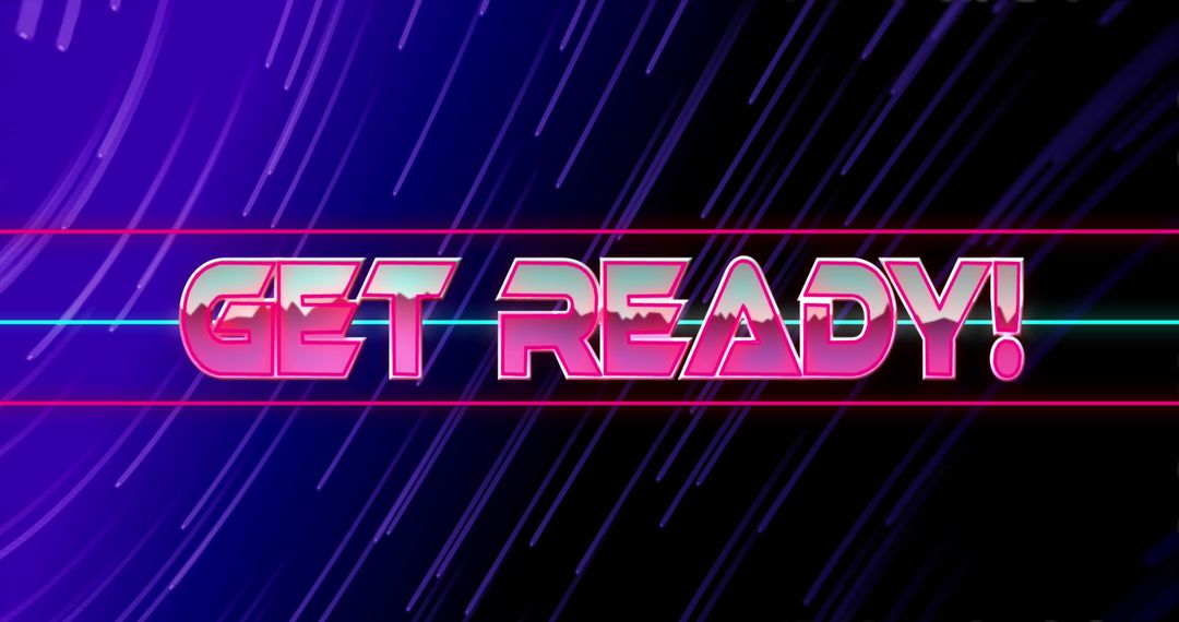 Retro Style GET READY Text with Neon Lines