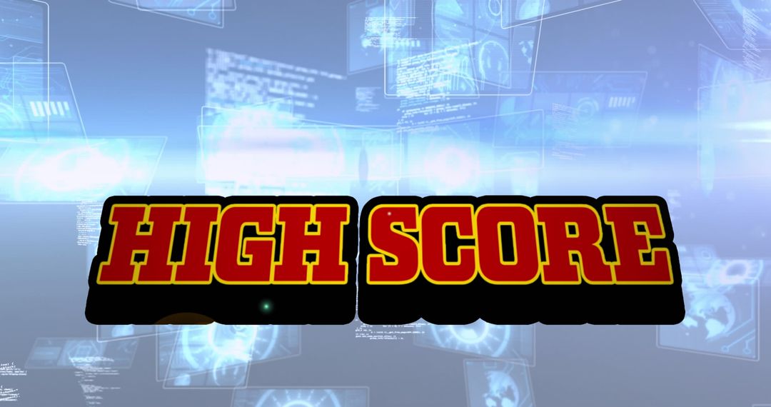 Digital High Score Overlay on Futuristic Scanning Background