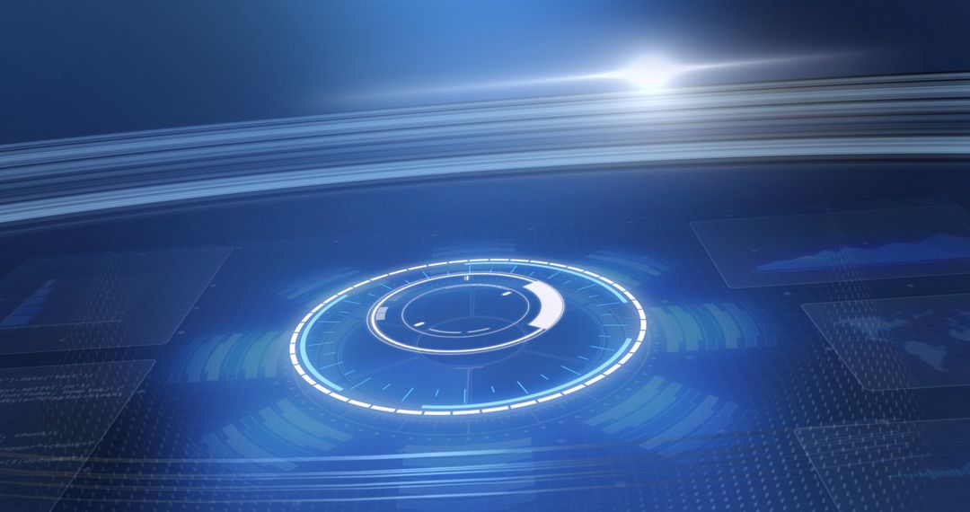 Futuristic Digital Interface in Blue Hue with Data Scanning Graphics