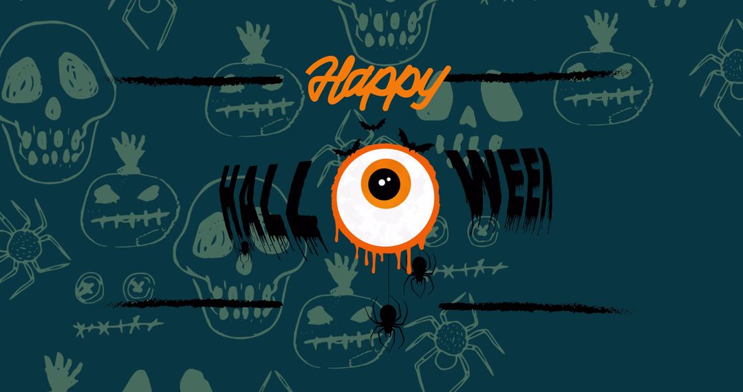 Happy Halloween Greeting Background with Spooky Skulls - Free Images, Stock Photos and Pictures on Pikwizard.com