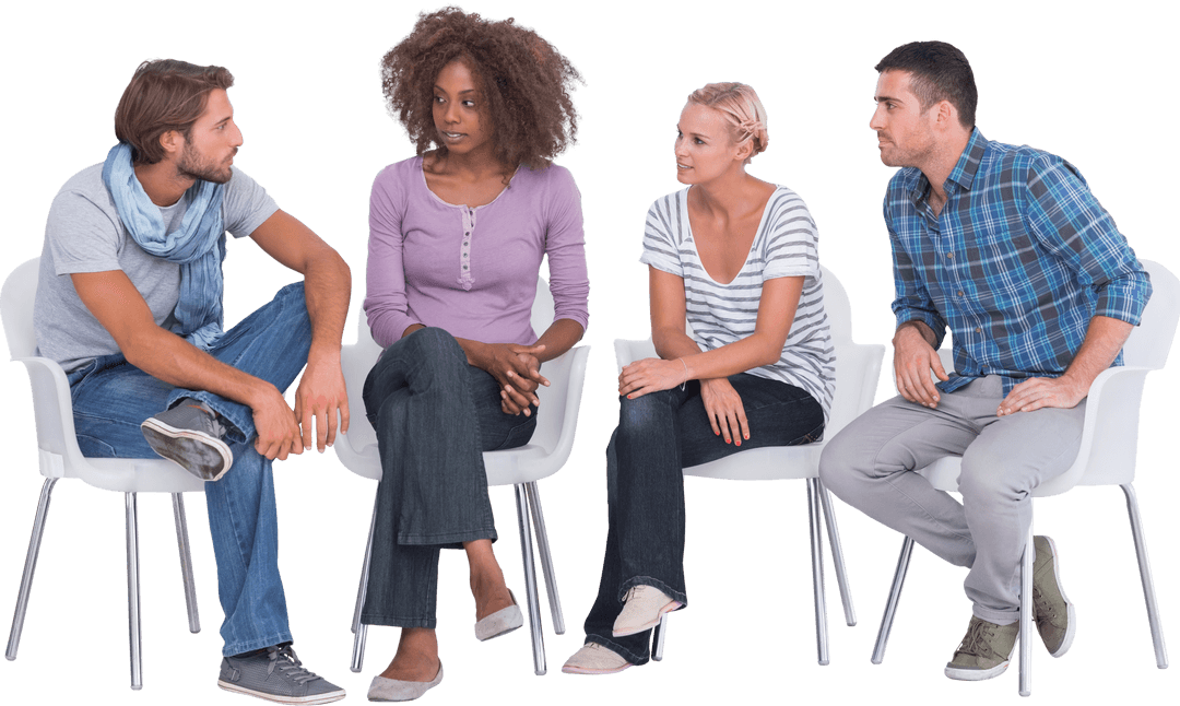 Transparent Image: Diverse Group Having Engaged Discussion