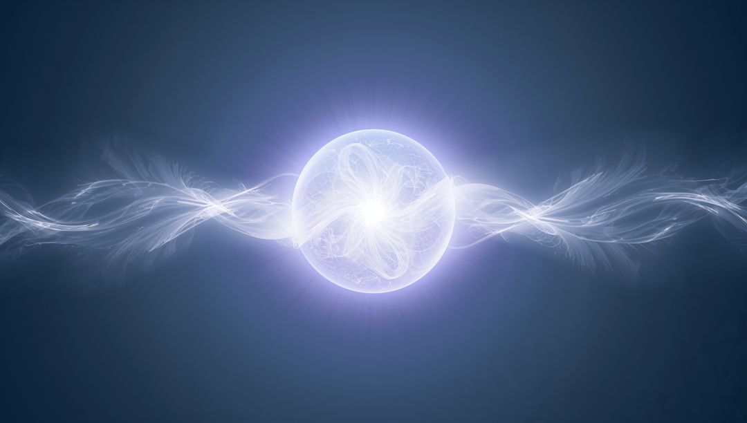 Glowing Plasma Orb Emitting Featherlike Energy Streams and Symmetrical Radiant Halo