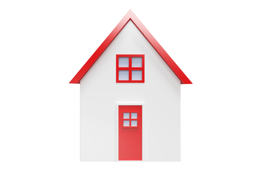 Transparent Minimalist House Icon With Red Roof Detail