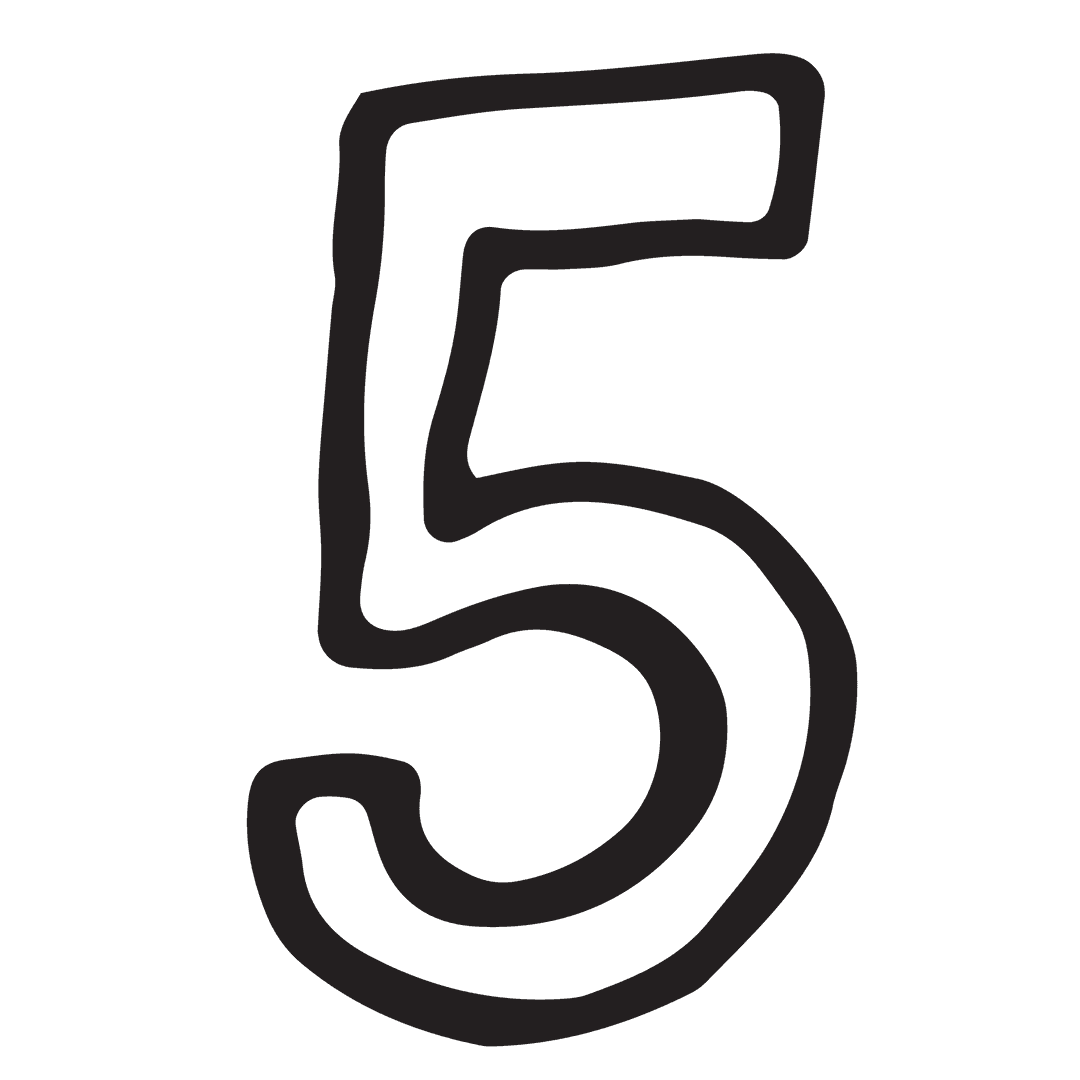 Transparent Bold Outline of Number 5