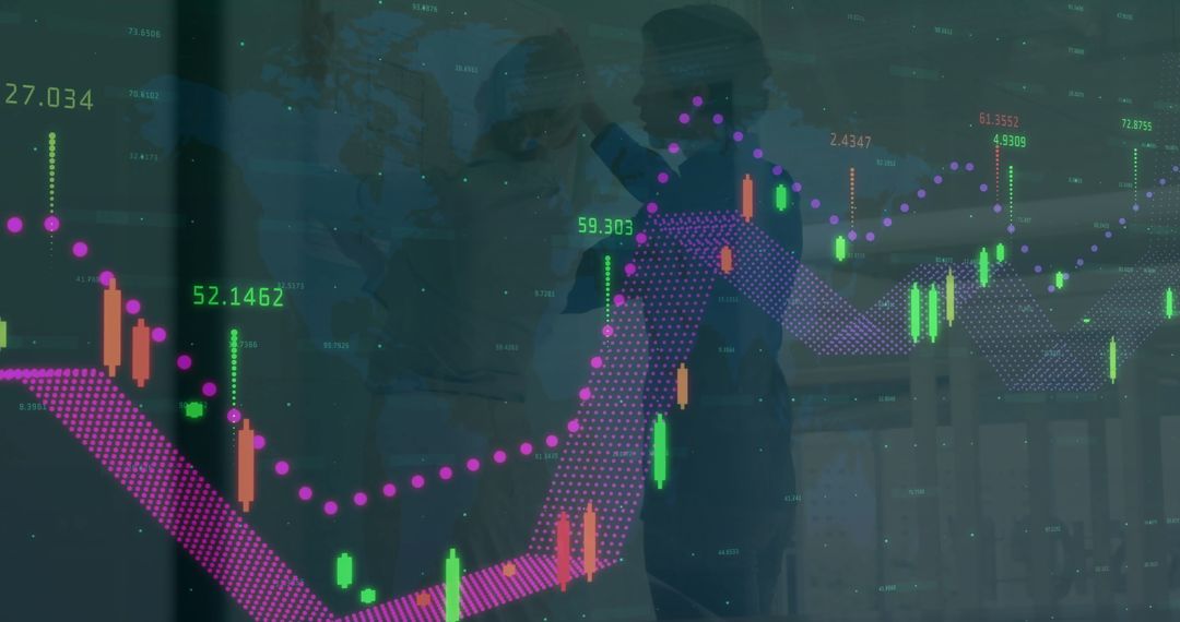 Data Analysis Professionals Interacting on Digital World Map