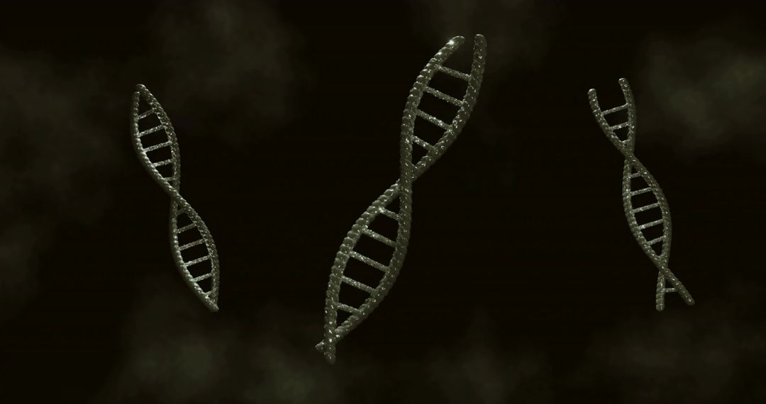 Floating Metallic DNA Double Helix with Beaded Segments in Smoky Dark Space