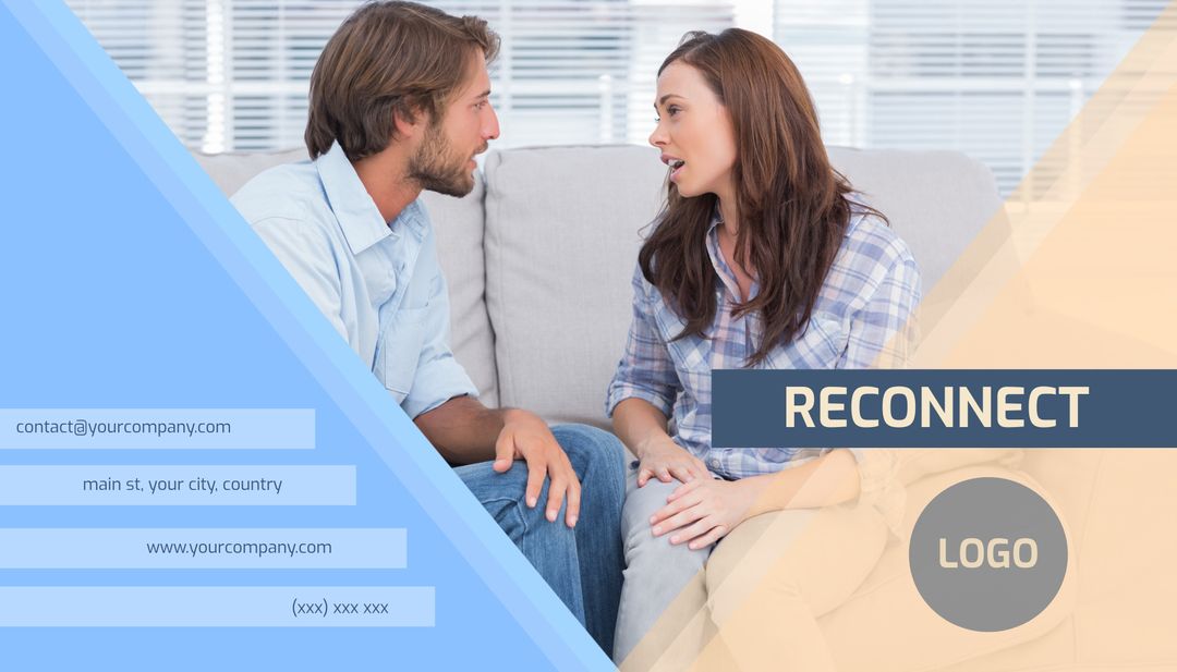 Couple Engaged in Heartfelt Conversation on Sofa
