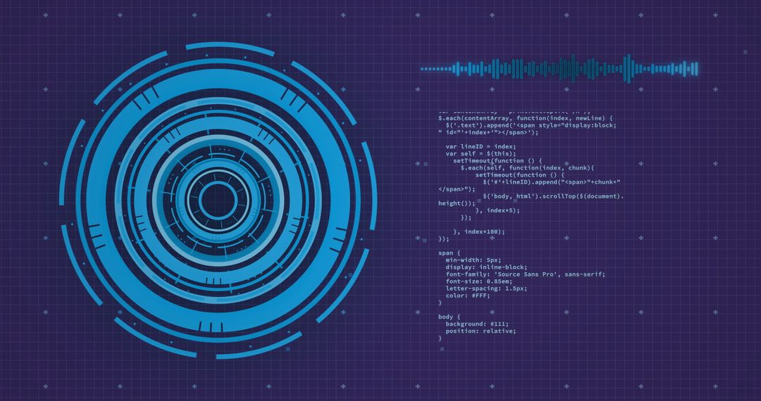 Digital interface display with scanning hud and source code
