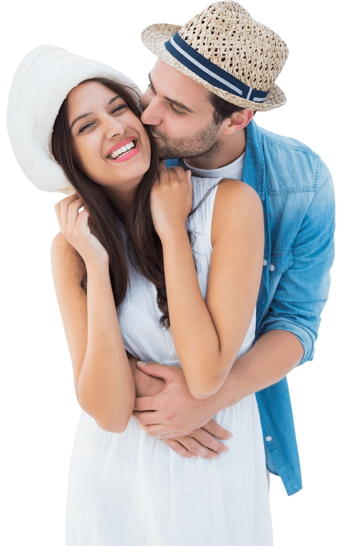 Happy Couple Hugging with Transparent Background