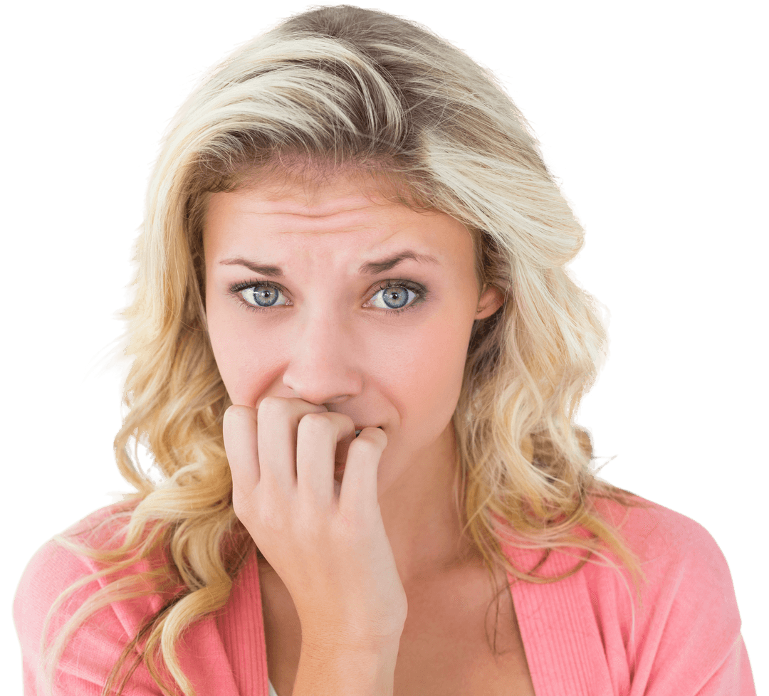 Young Blonde Woman Looking Nervous Expression Transparent Background