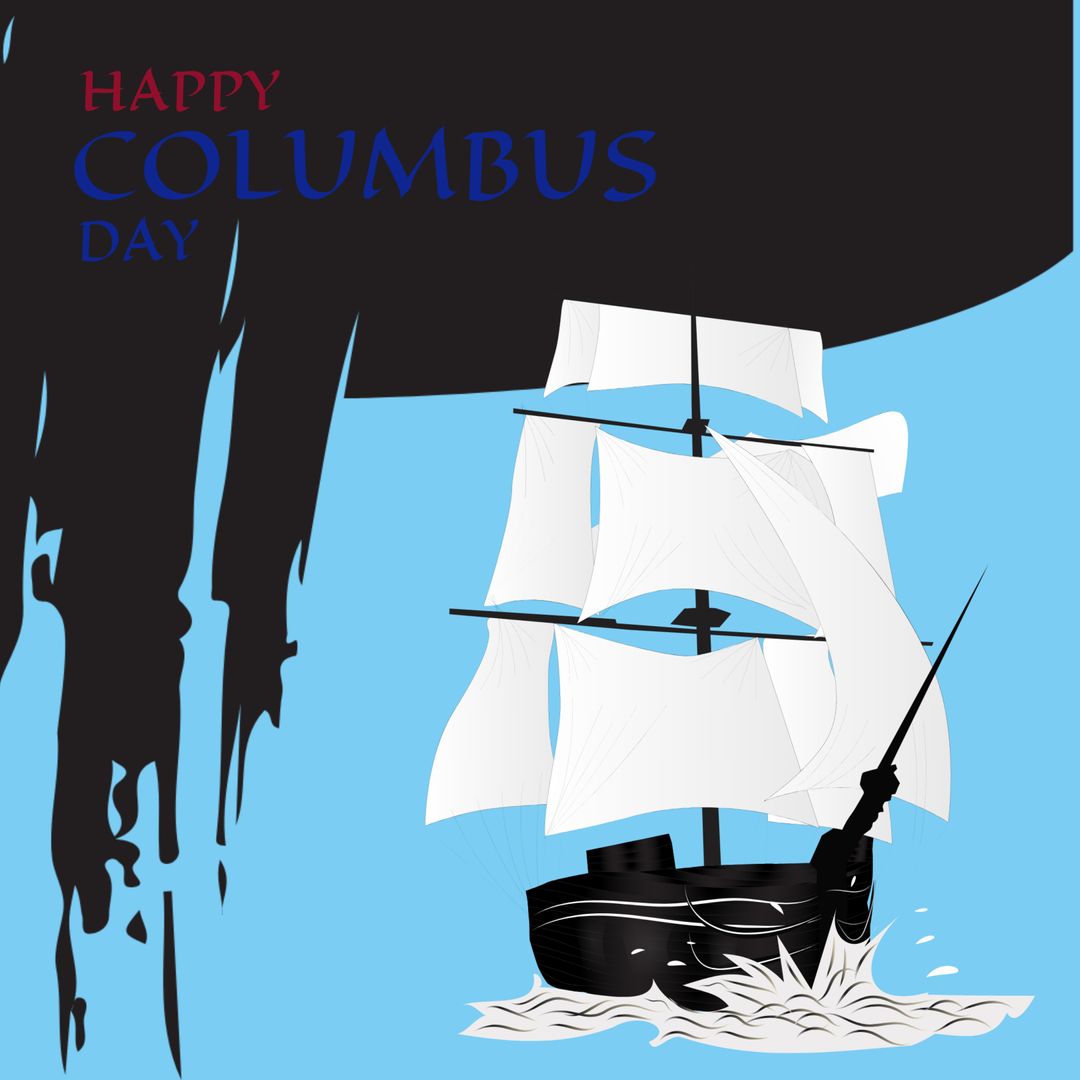 Columbus Day Celebration with Sailboat Illustration