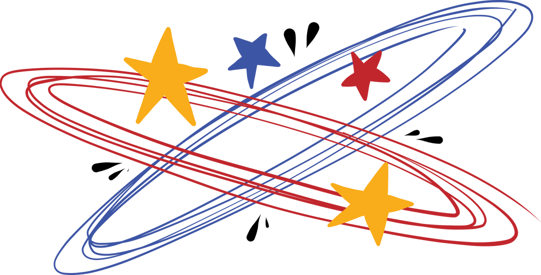 Stars and Intertwined Circles on Transparent Background