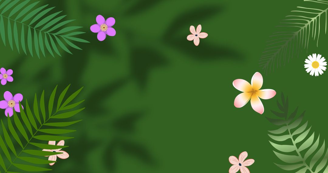 Floral Arrangement Over Leafy Background with Shadow Patterns