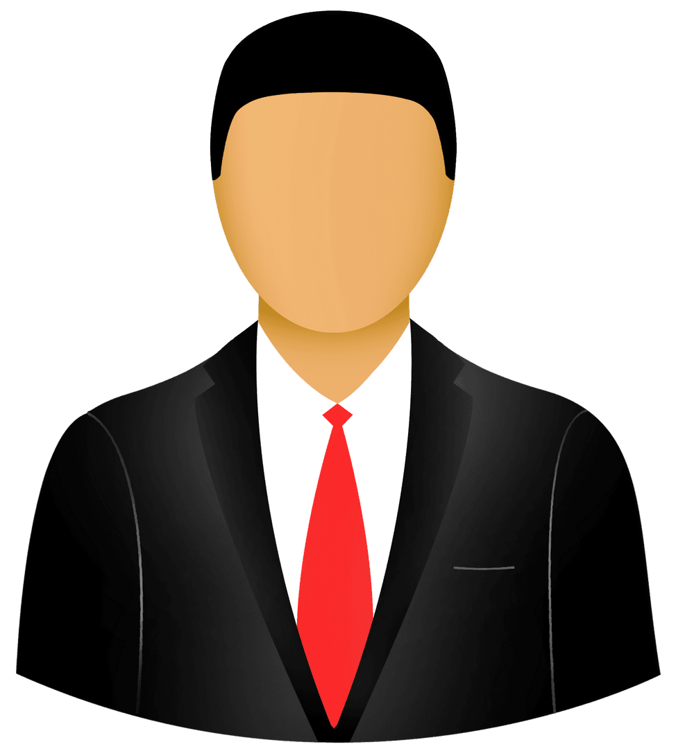 Professional Male Silhouette Suit Icon on Transparent Background