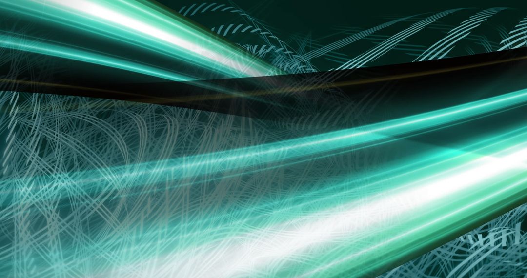 Vibrant Teal Light Trails Over Abstract Pattern