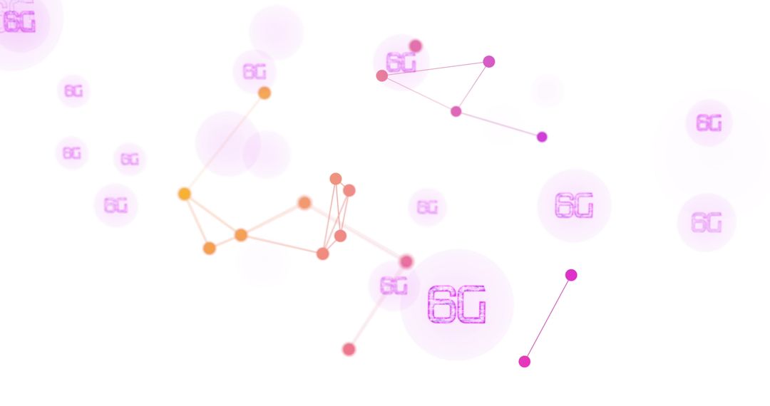 Futuristic 6G Network Connections and Technology on White Background