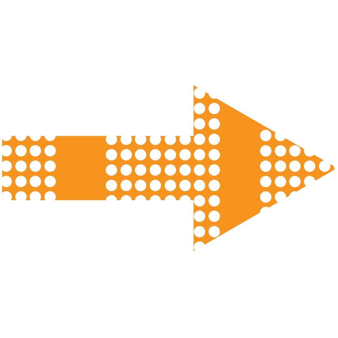 Orange Arrow with Dotted Pattern on Transparent Background
