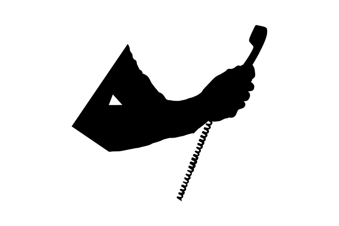 Transparent Silhouette of Hands Holding Phone Receiver