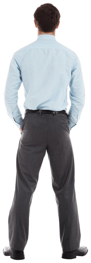 Transparent Businessman Standing with Hands in Pockets