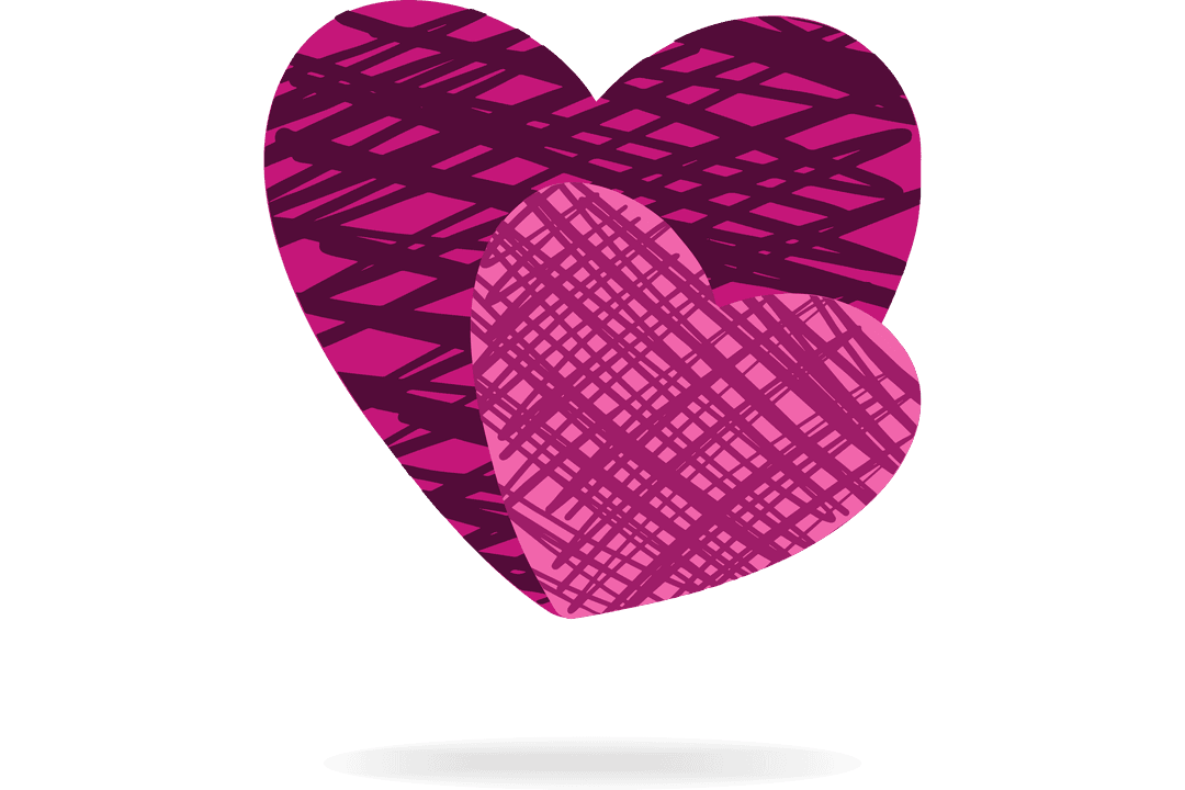 Patterned Pink Hearts on Transparent Background for Love Concepts