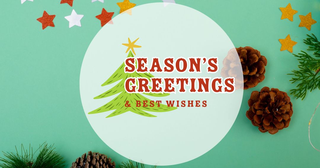 Festive Christmas Greetings with Pinecones and Star Accents