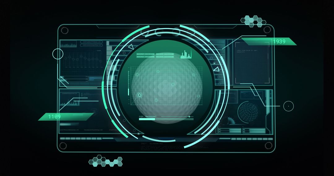 Futuristic Digital Interface with Golf Ball Visualization
