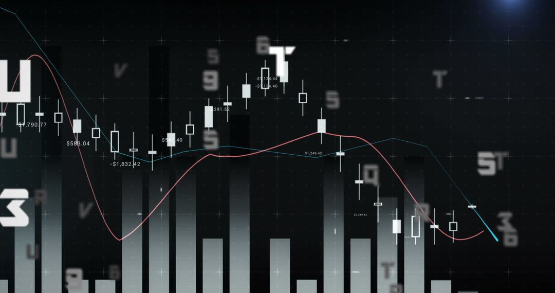 Abstract Financial Data with Graphs and Charts Visualization