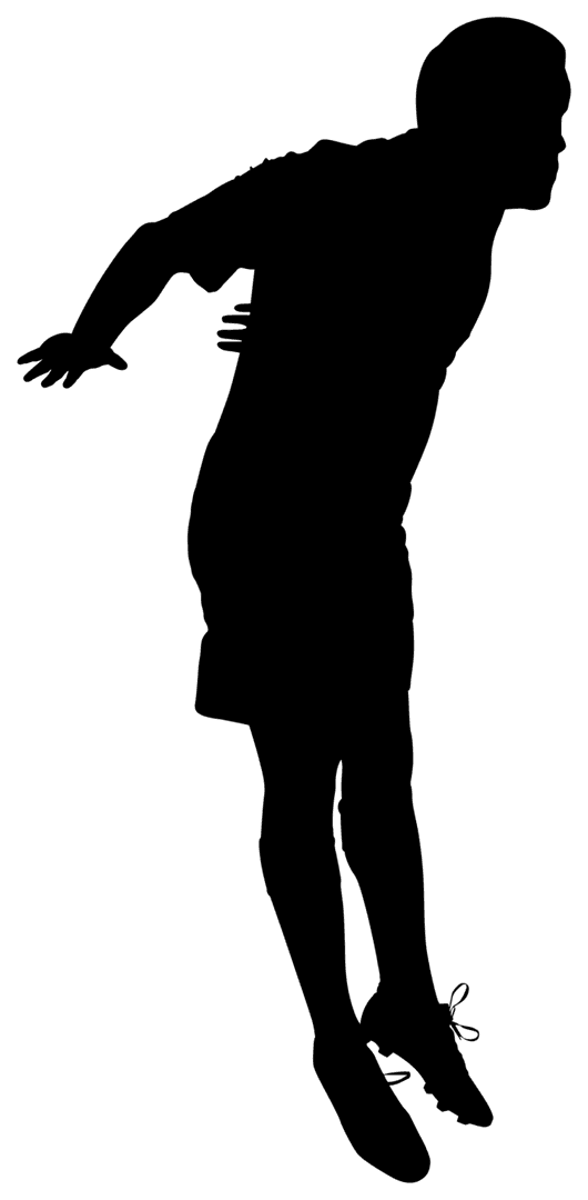 Silhouette of Male Football Player Airborne on Transparent Background