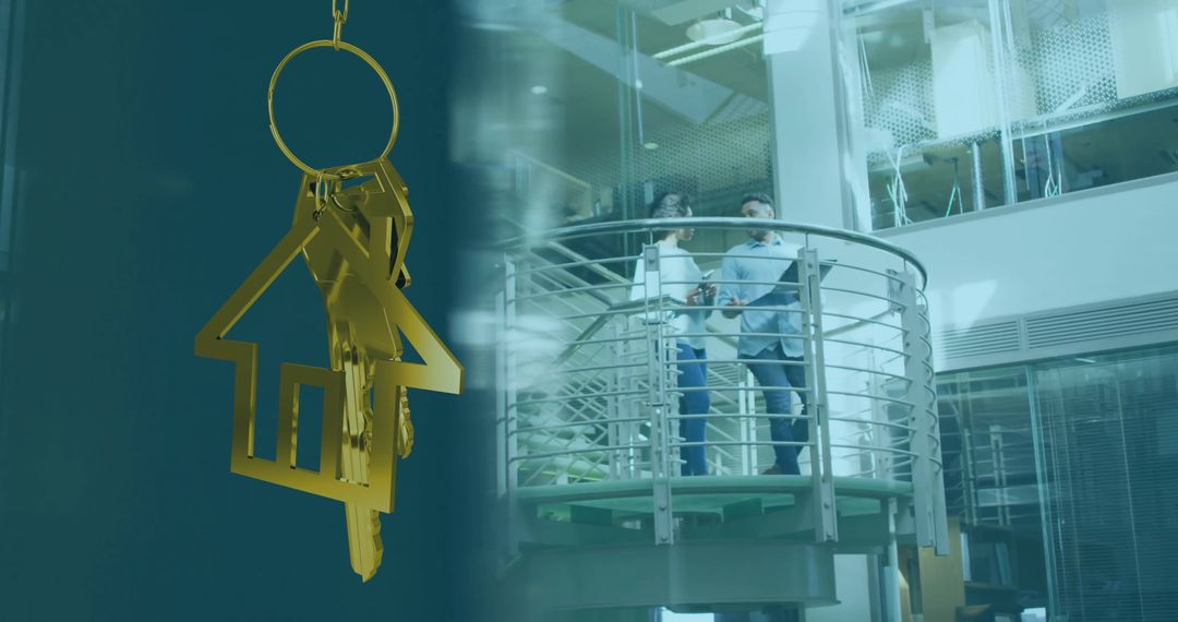 Stylish Gold House Key with Diverse Business Collaboration