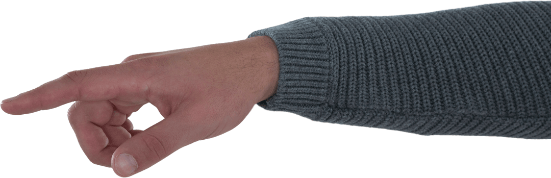 Transparent Hand Gesturing with Grey Knitted Sleeve