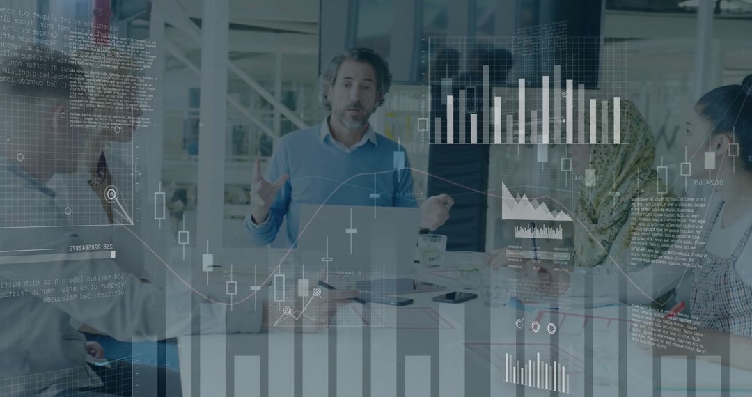 Business Team Analyzing Financial Data Visualization in Office
