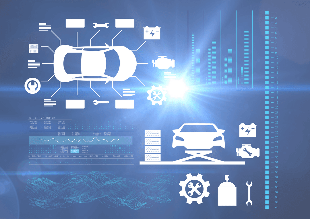 Digital Car Diagnostics Dashboard with Transparent Elements