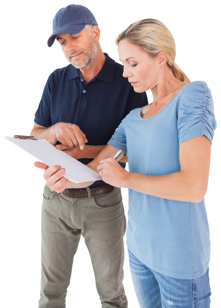 Transparent Image of Courier and Customer Signing Delivery - Download Free Stock Images Pikwizard.com