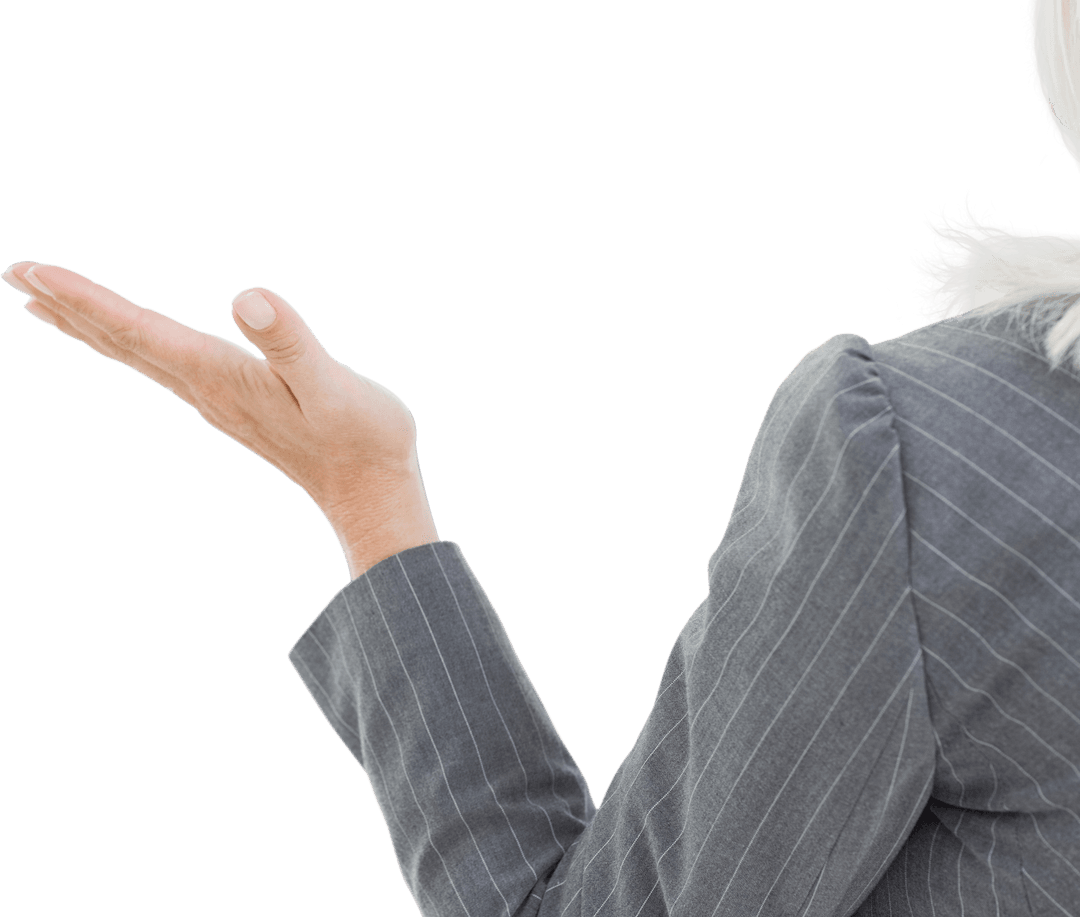 Upper Section Businesswoman Suit Pointing Transparent