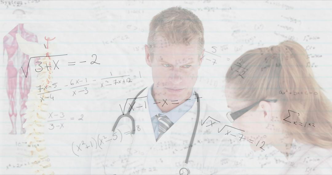 Healthcare Professionals Analyzing Complex Medical Equations