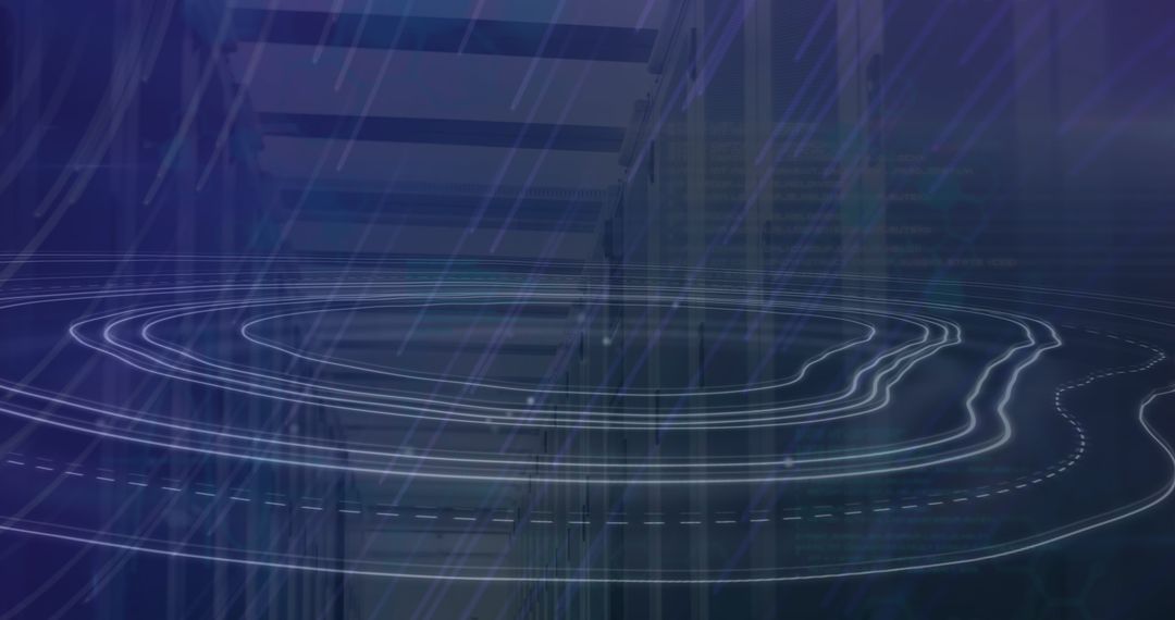 Futuristic Data Center with Glowing Digital Patterns