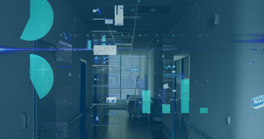 Digital Healthcare Analytics in Empty Hospital Corridor