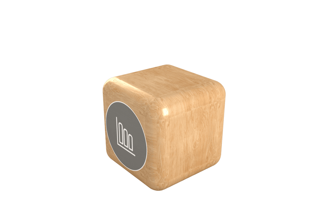 Transparent Wooden Cube with Business Diagram Icon
