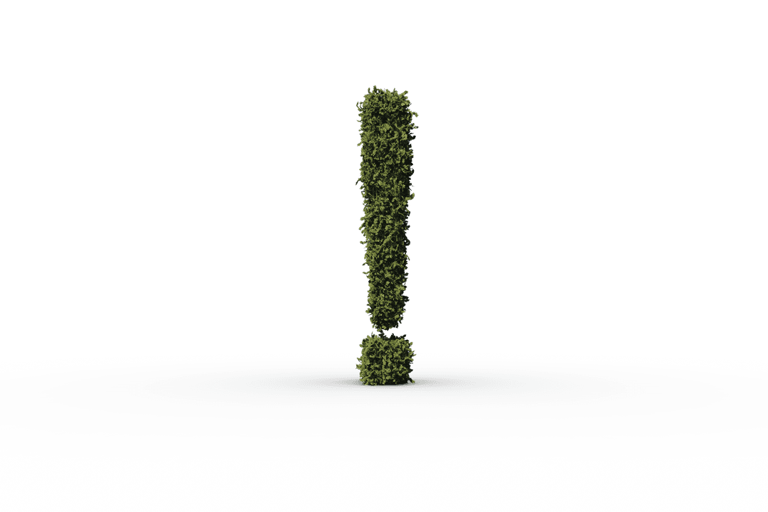 Transparent Leafy Exclamation Mark on White Background