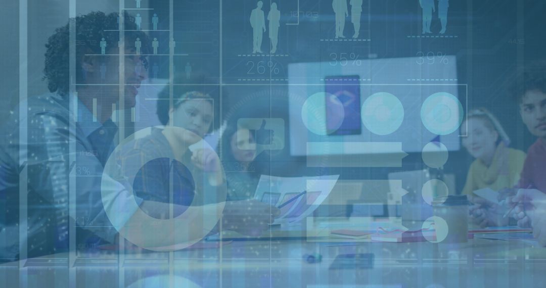 Business Team Collaborating on Analytics in Modern Office