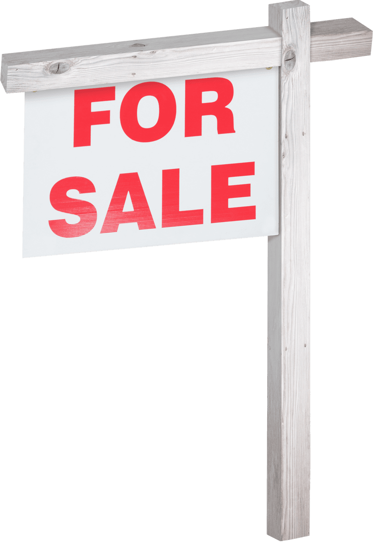 Transparent Real Estate For Sale Sign on Wooden Post