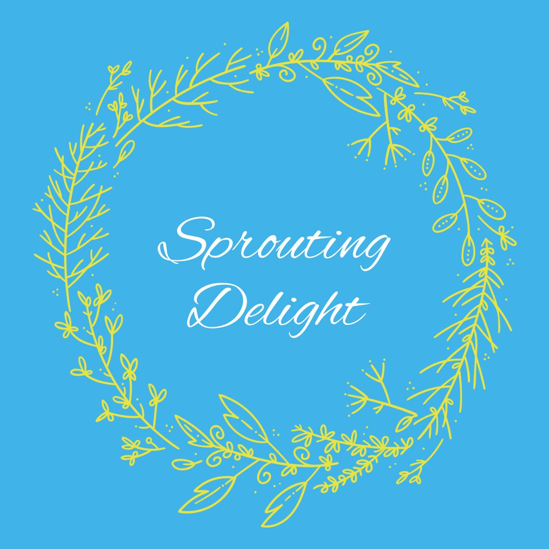 Floral Wreath with Spring Text on Blue Background